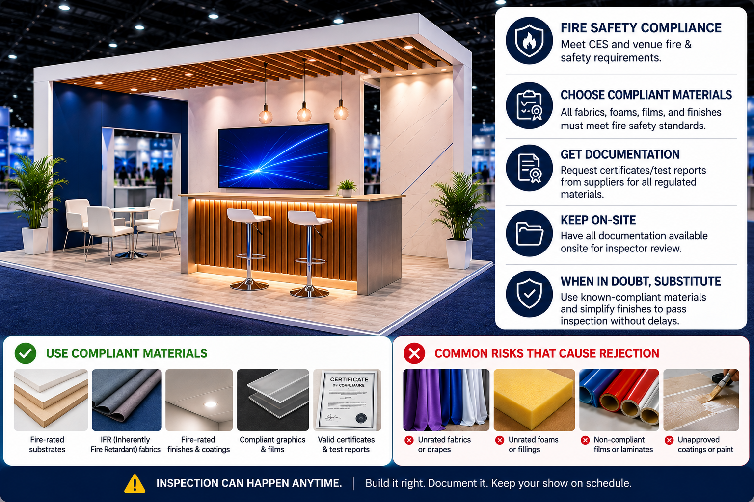 CES exhibition booth materials and fire safety