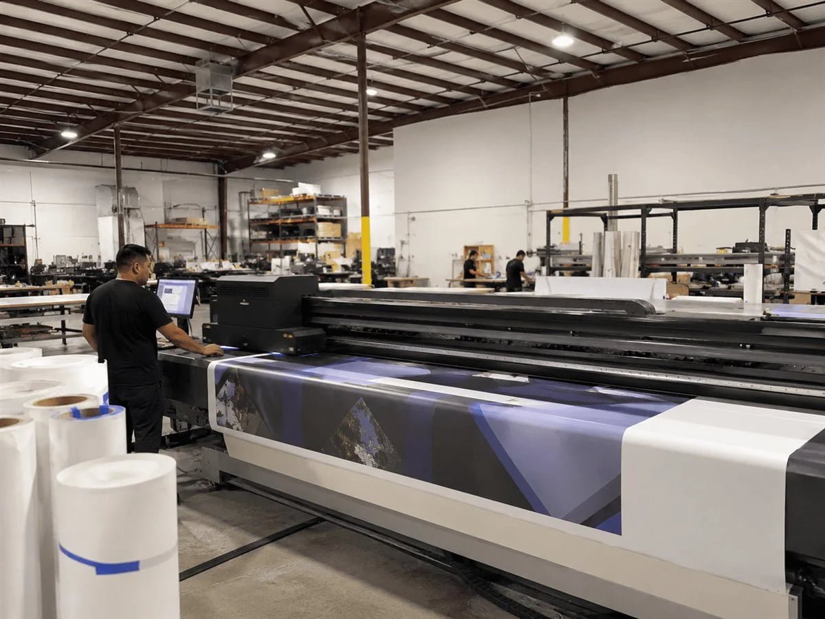 Large-format graphic printing equipment in operation