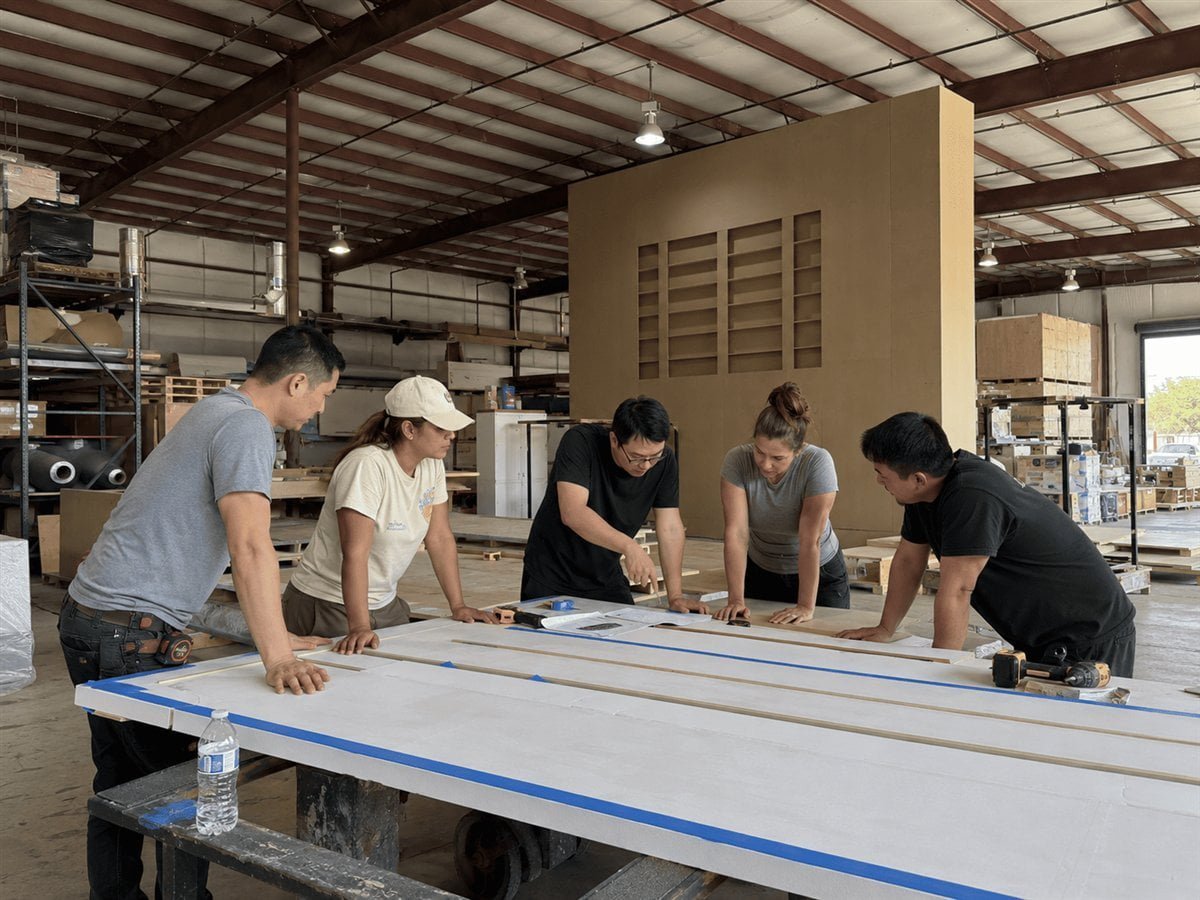 Pre-build inspection and quality assurance for a trade show booth