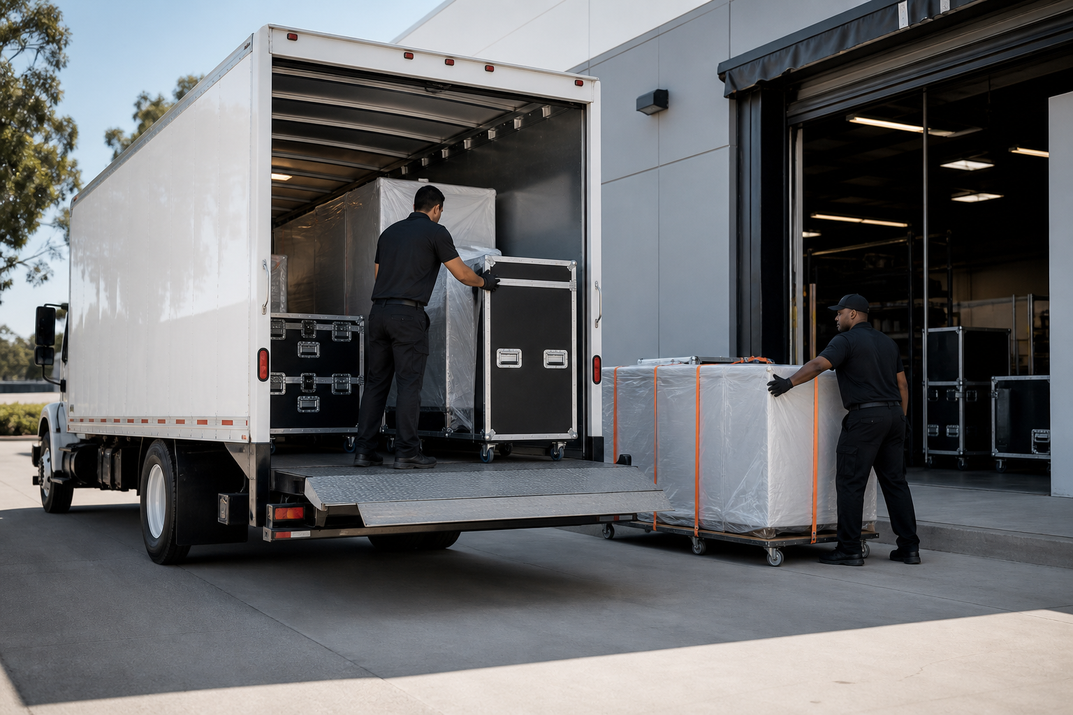 Trade show booth transportation and loading service