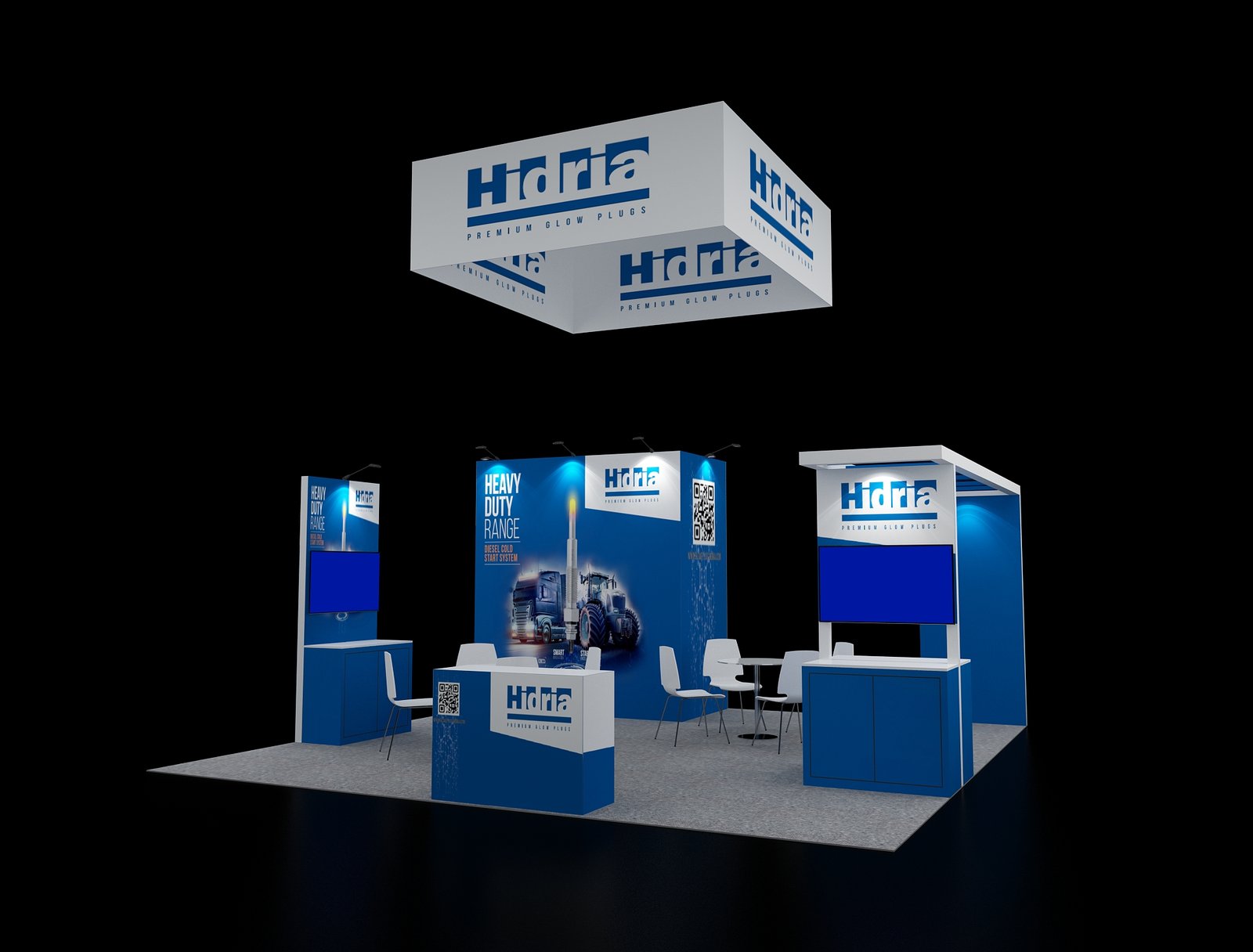 Hanging Sign Booth EXM-2020-001 design rendering