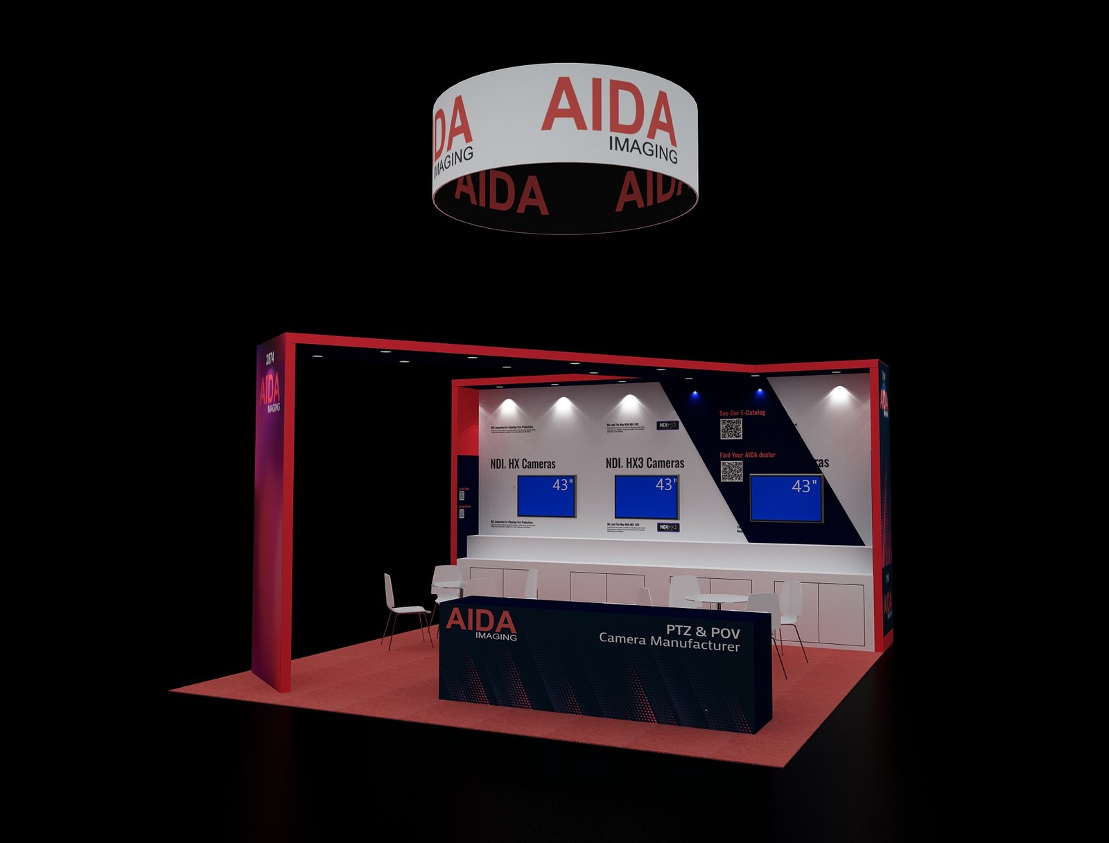 Triple-Screen Booth EXM-2020-002 design rendering